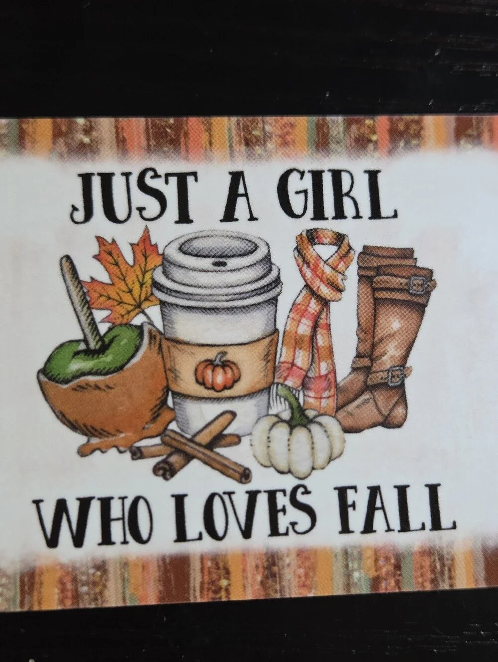 Just A Girl Who Loves Fall Keycard Keychain - Brown/Orange